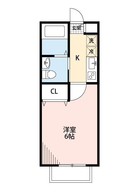 プライムコート浜野(1K/2階)の間取り写真