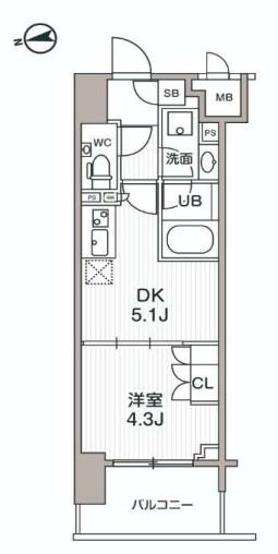 シーズンフラッツ大森エアリー(1DK/10階)の間取り写真
