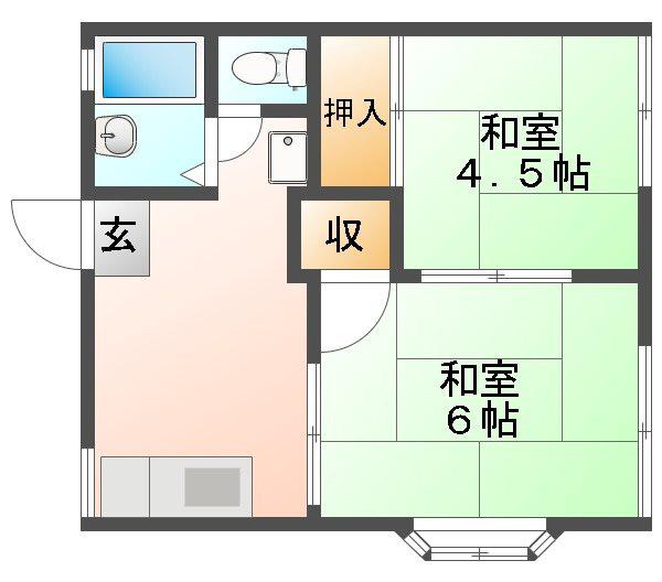 メゾン平野A(2DK/1階)の間取り写真