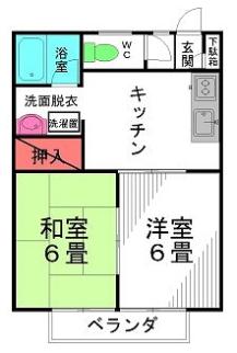 DI荒井(2DK/1階)の間取り写真