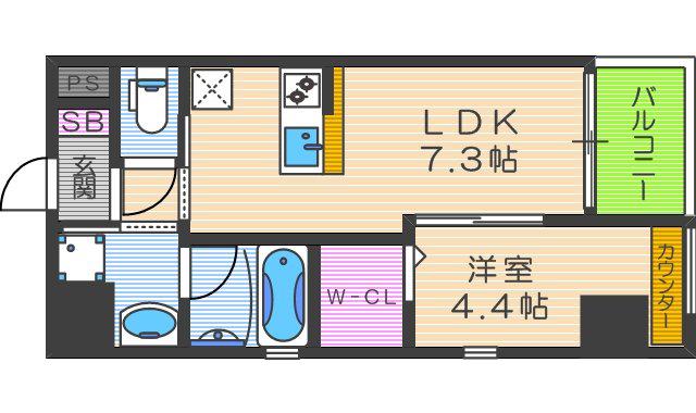 アミティエ扇町リアン(1LDK/6階)の間取り写真