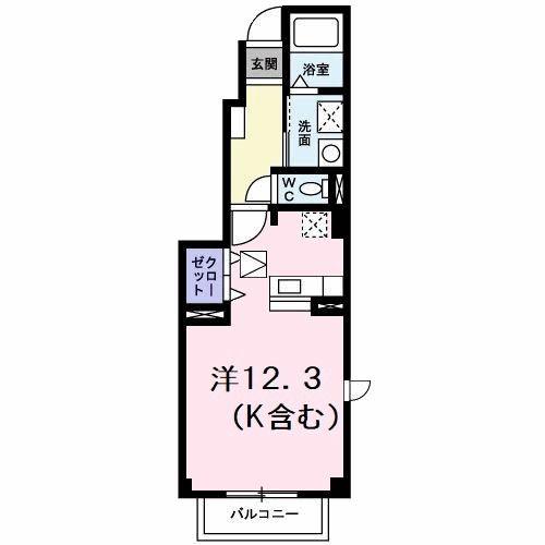 アルト アルベロB(ワンルーム/1階)の間取り写真