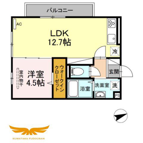LUANA(1LDK/3階)の間取り写真