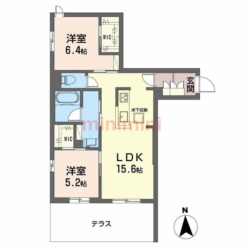 ソムニウム ドムス 南茨木(2LDK/1階)の間取り写真