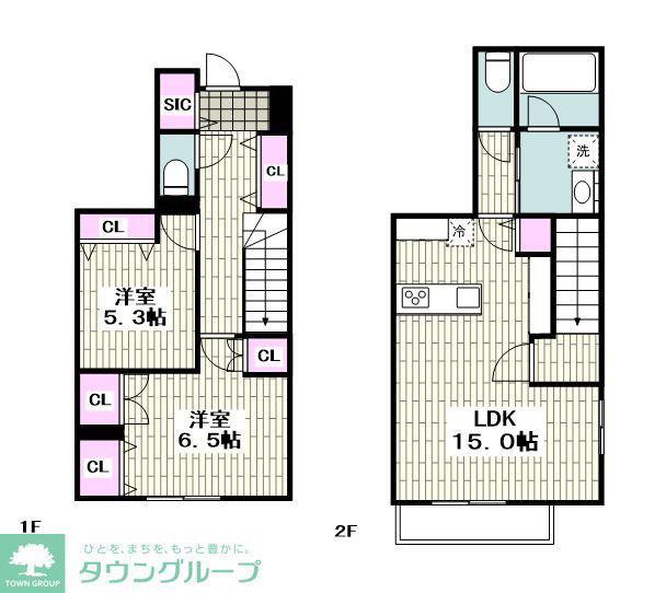 ハウスK(2LDK/2階)の間取り写真