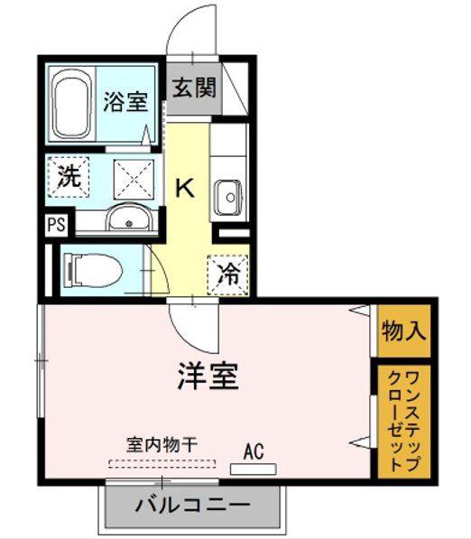 グランドゥール(1K/1階)の間取り写真