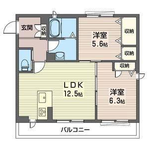 アグレアーブル(2LDK/2階)の間取り写真