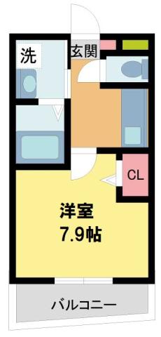 AILE小林(1K/1階)の間取り写真