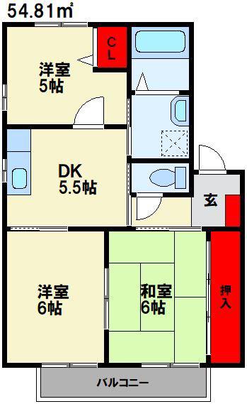 クロッカス A(3DK/2階)の間取り写真