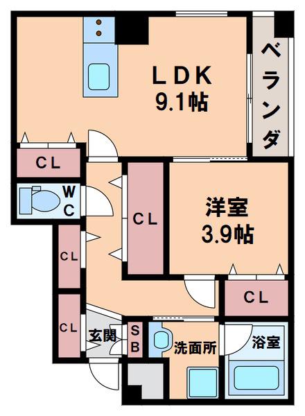 モンテ・リブロ(1LDK/4階)の間取り写真