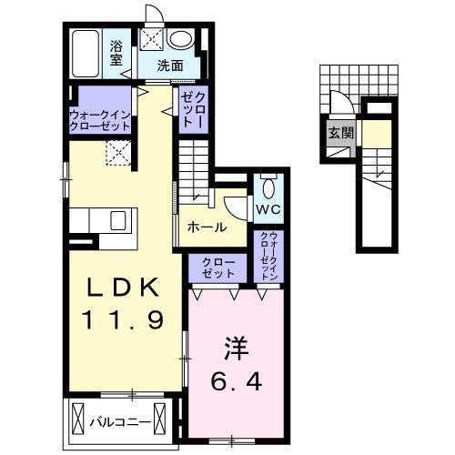 スター・ヒル桜木(1LDK/2階)の間取り写真