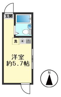 ライズ亀有(ワンルーム/1階)の間取り写真