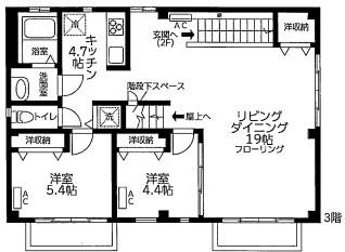 CASA OGU(2LDK/3階)の間取り写真