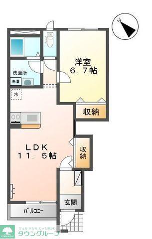 ルミエールI(1LDK/1階)の間取り写真