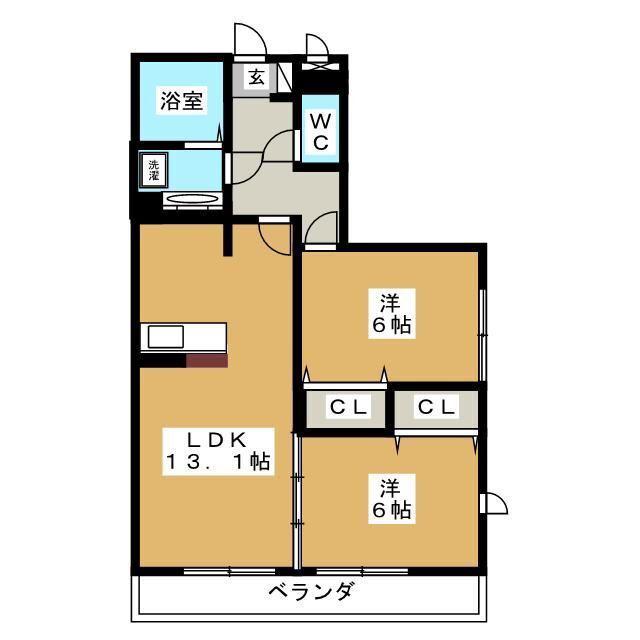 アクアグレイス(2LDK/2階)の間取り写真