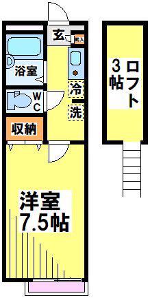 メインシティガーデ アイリスファーム(1K/1階)の間取り写真