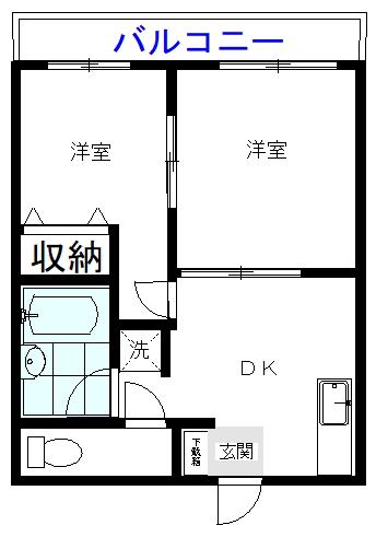 クレッセント椎名町 1号棟(2DK/3階)の間取り写真
