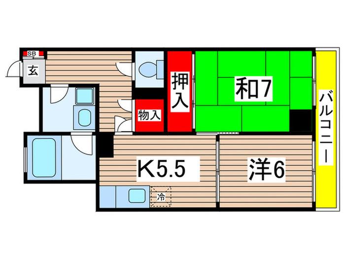 セントラーレ十二番館(2K/2階)の間取り写真