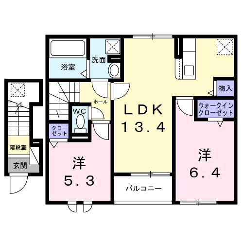 LA GRACE II(2LDK/2階)の間取り写真