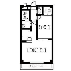 アークサガン(1LDK/1階)の間取り写真