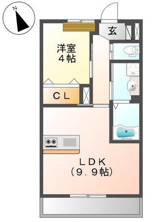 ブラッサムコート(1LDK/1階)の間取り写真