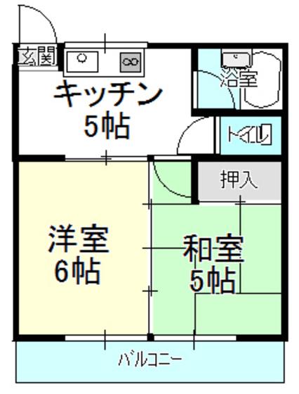 グリーンアベニュー(2DK/1階)の間取り写真