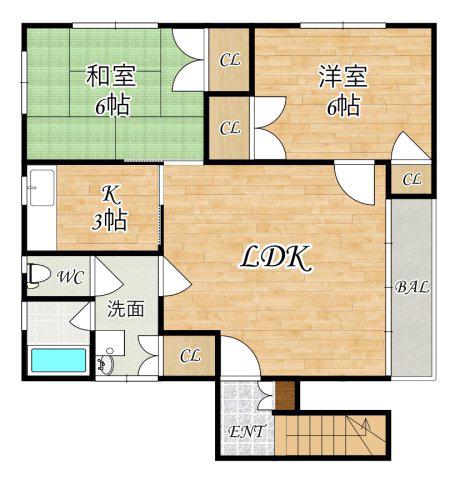 コスモハイツ(2LDK/4階)の間取り写真