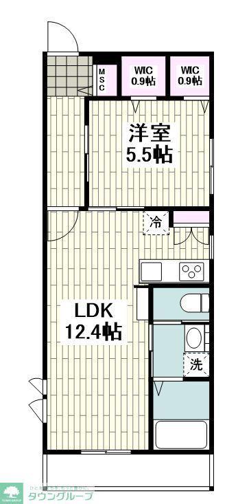 アステール藤沢(1LDK/2階)の間取り写真