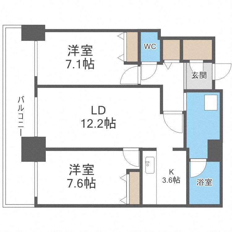 Dグラフォート札幌ステーションタワー(2LDK/29階)の間取り写真