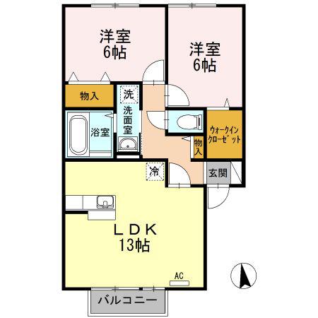 サン・ドリーム(2LDK/2階)の間取り写真
