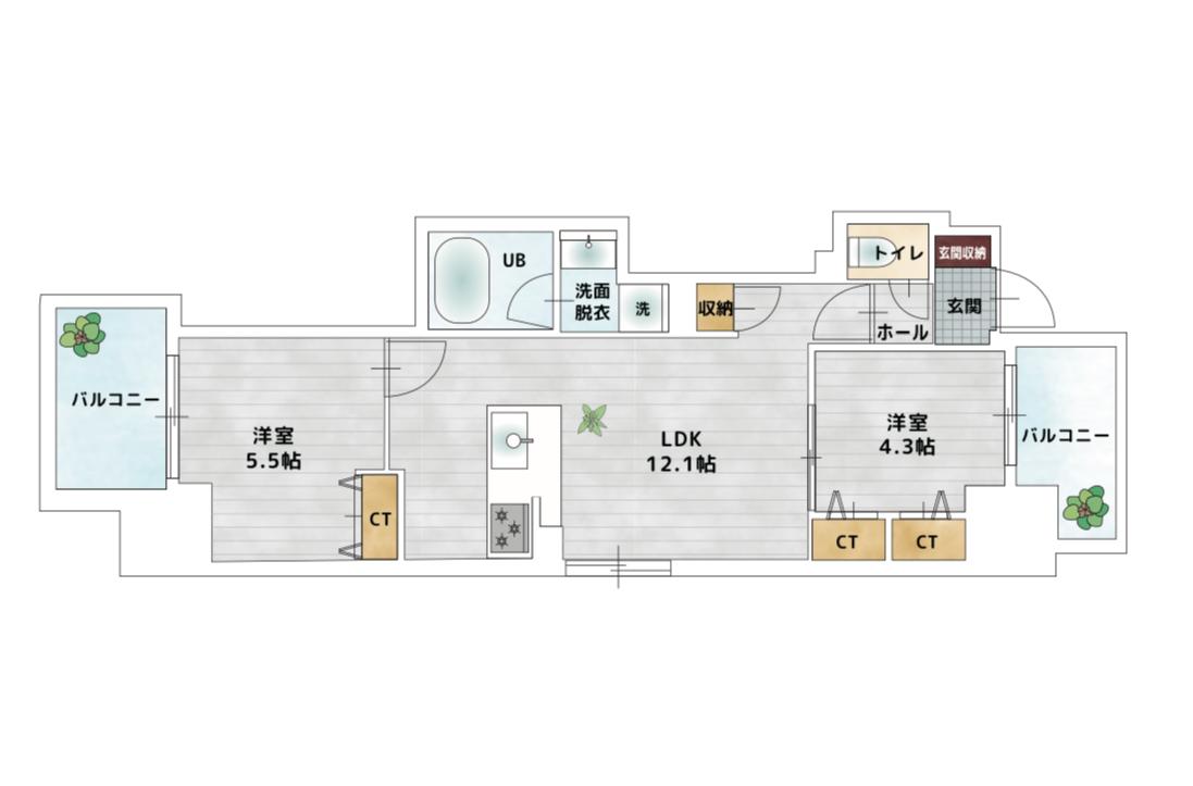 BAUHAUS 平野町 NO.29(2LDK/3階)の間取り写真