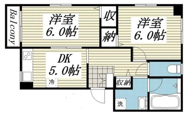 アドバンス(2DK/1階)の間取り写真