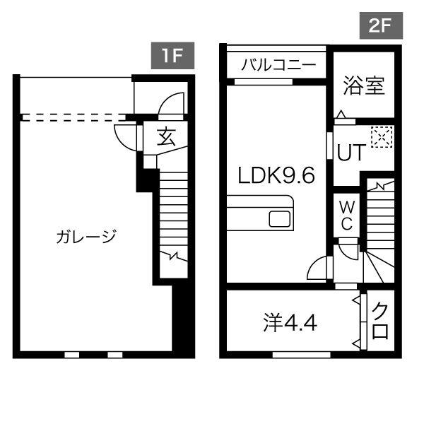 ENSOLEILLE K棟(1LDK/1階)の間取り写真