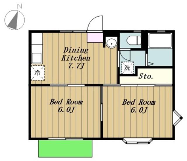 シャルマン小山I(2DK/1階)の間取り写真