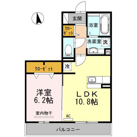 スリー・スター V号館 B(1LDK/1階)の間取り写真