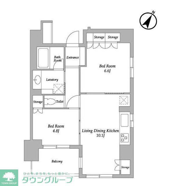 HF若松河田レジデンス(2LDK/6階)の間取り写真