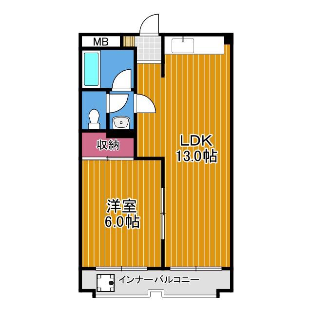 ファミティ弐番館(1LDK/3階)の間取り写真