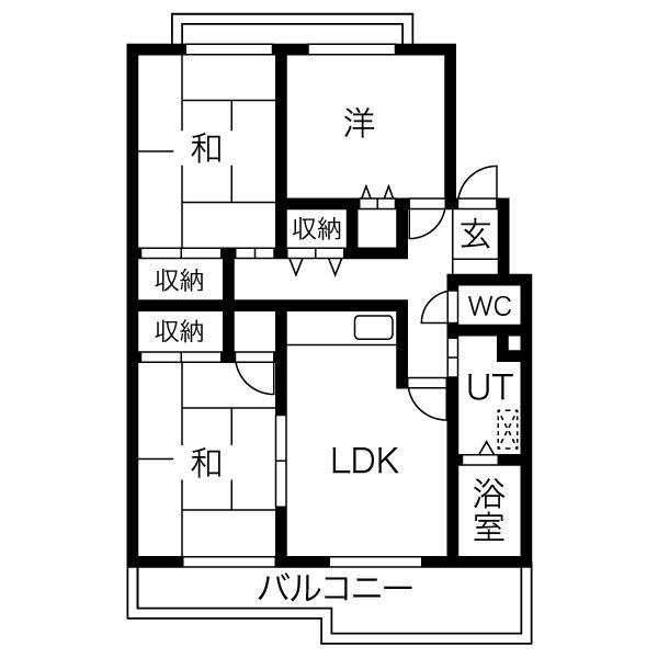 ホワイトリバーII(3LDK/2階)の間取り写真