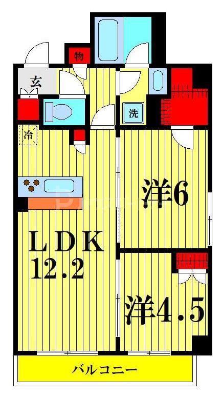 クレストコートTS吾妻橋(2LDK/2階)の間取り写真