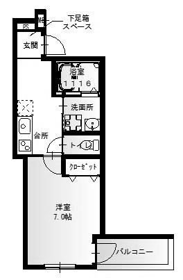 フジパレス灘I番館(1K/2階)の間取り写真