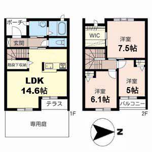 ディアス福泉(3LDK/1階)の間取り写真