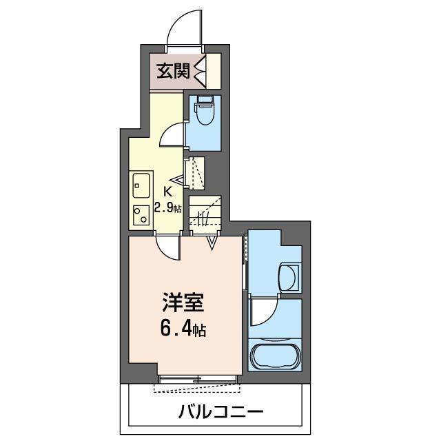アトリエール(1K/2階)の間取り写真