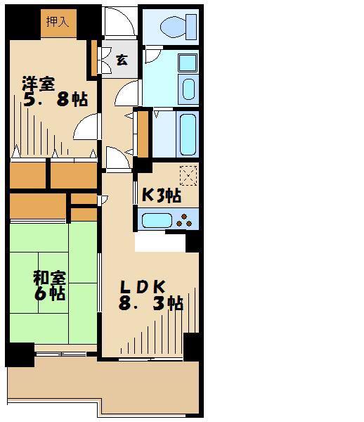 プレジール鷺沼(2LDK/3階)の間取り写真