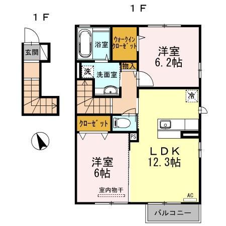 グランツ(2LDK/2階)の間取り写真