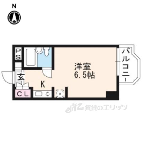 正和フラット宝ヶ池(1K/4階)の間取り写真