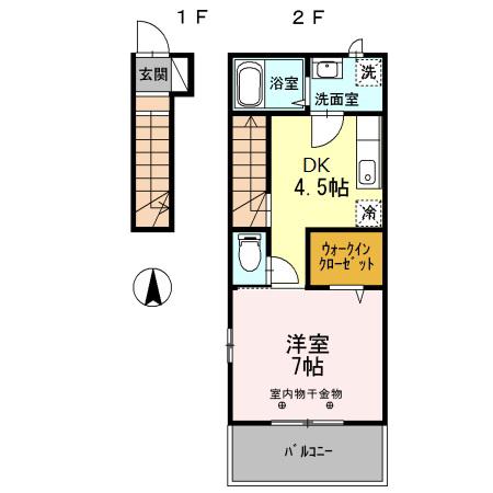 サンクレスト(1DK/2階)の間取り写真