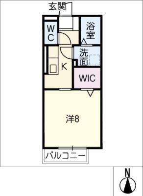 AMBIENT A棟(1K/2階)の間取り写真