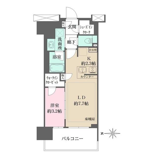 リニアゲートタワー名古屋(1LDK/7階)の間取り写真