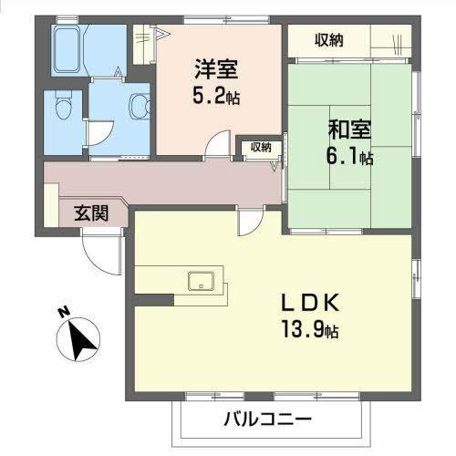 ヴィラ・クラシオンA(2LDK/2階)の間取り写真