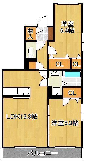 メディアパークV(2LDK/1階)の間取り写真